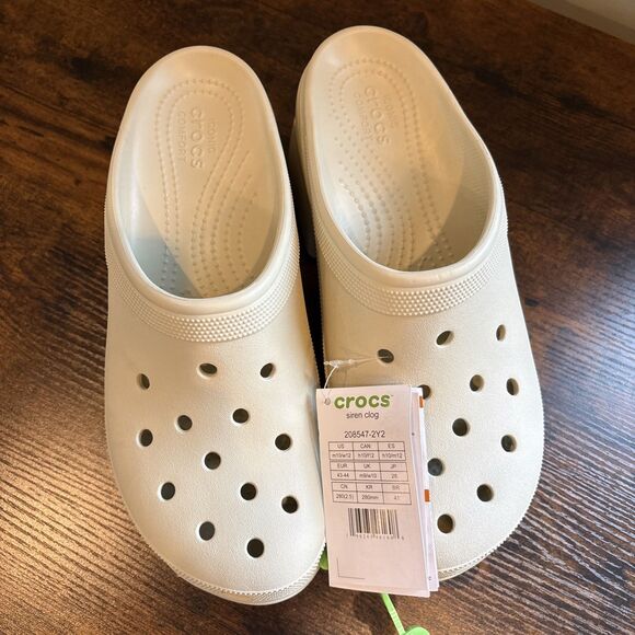 NWT Crocs Siren Clog Platform High Heels Bone/White Slip On Womens Size 12 - Picture 2 of 5